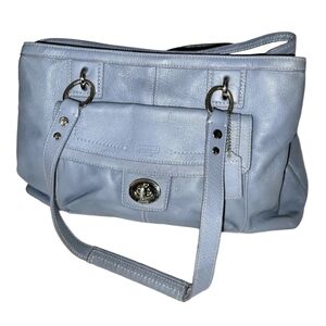 Coach Penelope Blue Pebble Leather Large Satchel F19044